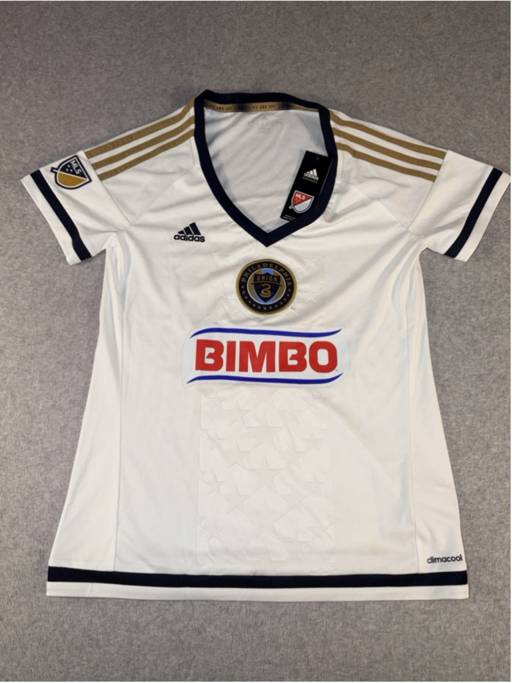 Philadelphia Union Women's White Medium 2016 BIMBO Adias MLS Replica Jersey